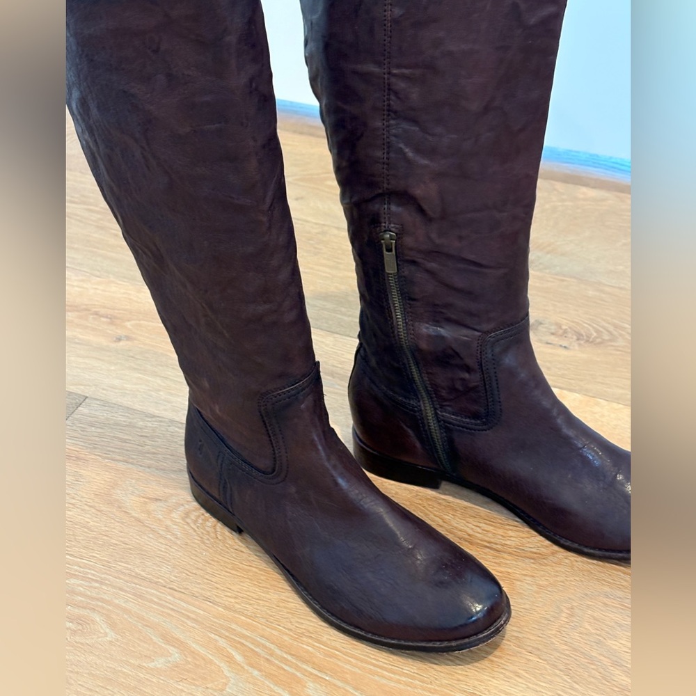Frye Anna Tall Boot, Inside Zip, Rich Brown color Size 11